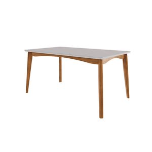 Mesa Retangular Monalisa Com Vidro Off White 1,60m -