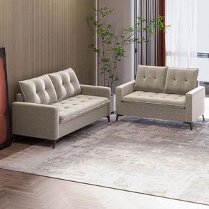 Conjunto Estofado Lavinia 3 E 2 Lugares Com Revestimento Em Veludo -