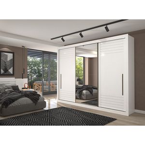 Guarda Roupa Vitoria 3 Portas De Correr Com Espeho E 6 Gavetas -