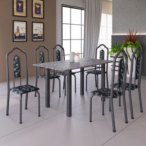 Kit 6 Cadeiras Elegante Com Assento Em Korino Preto Floral -
