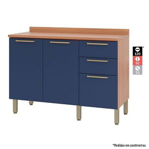 Balcão Fancy Com Tampo 2 Portas E 3 Gavetas 1,20m -