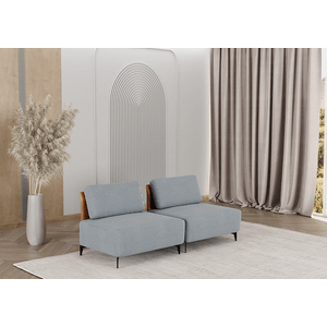 Sofá Modular Dream Box Em Boucle Cru E Corino Durango 1,60m -