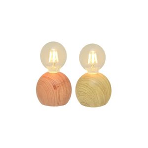Kit Com 2 Lâmpadas Base Madeira Red -