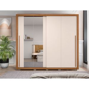 Guarda Roupa Praticus Com Espelho 2 Portas De Correr E 4 Gavetas -