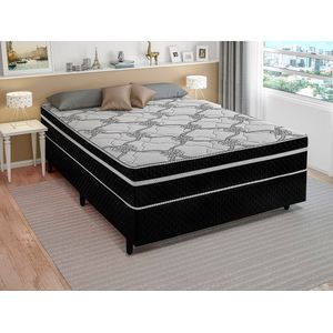 Box Solteirão Nicósia Poliéster Preto Ripado (1,28x1,88x37cm) -