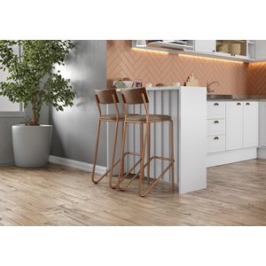 Conjunto Com 2 Banquetas Skyler Linho Areia E Korino Caramelo -