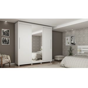 Guarda Roupa Casal Pilar Com Espelho 3 Portas De Correr E 4 Gavetas -