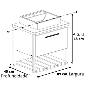 Gabinete Red Para Banheiro Sem Espelho 80cm -