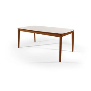 Mesa Retangular Moda Tampo Com Vidro Off White 1,60m -