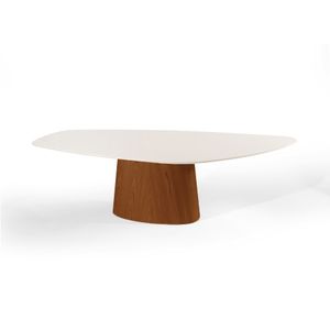 Mesa Retangular Mellinium Tampo Com Vidro Off White 2,60m -