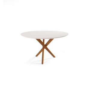 Mesa Redonda Verso Tampo Com Vidro Off White 1,20m -