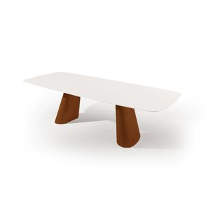 Mesa Retangular Palladium Tampo Com Vidro Off White 2,70m -
