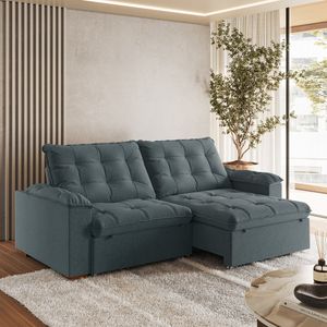 Sofá Retrátil E Reclinável Magnum Com Molas E Veludo 2,50m -