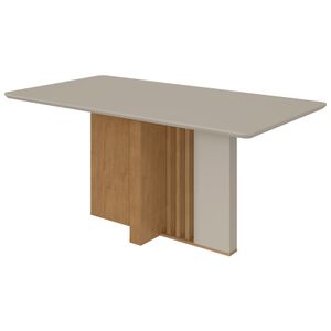 Mesa Retangular Astrid Tampo De Madeira Com Vidro Off White 1,70m -